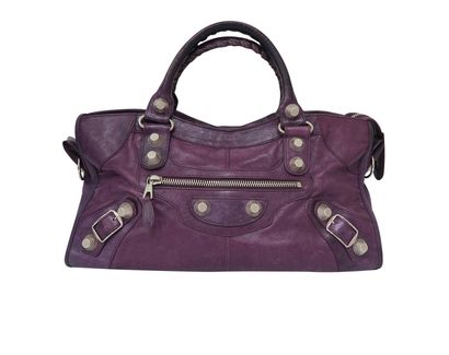 Giant City Bag, &pound;350, Handbags, Purple, Leather, Front view
